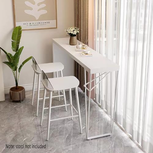 Table de bar rectangulaire bois massif blanc 100cm intérieur table basse mange-debout