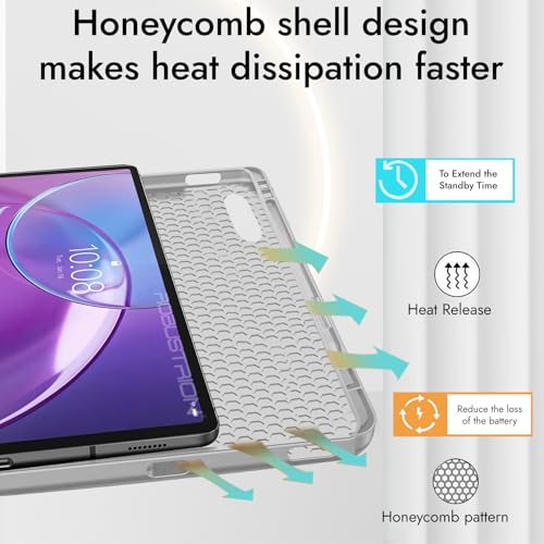 Image of Robustrion Case for Lenovo Idea Tab Pro 2nd Gen 13 inch Cover Case with [Pencil Holder] [Soft Flexible Case] for Lenovo Idea Tab Pro Gen 2 Cover Case 13 inch [Auto Sleep Wake Support] - Grey