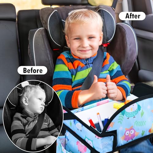 WENRENER Kids Travel Tray, Car Seat Tray for kids Travel, Toddler Road Trip Essentials With Drawing Kit, Toddler Lap Desk Organizer for Car, Carseat Table for Airplane - Image 7