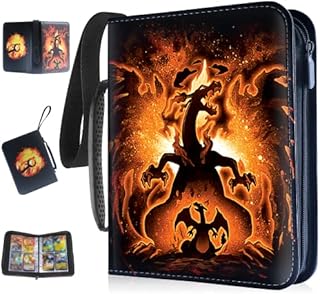 Trading Card Binder Album - Yegyalm 440 Pockets Trading Card Sleeves Folder, 4-Pocket Waterproof Game Card Sleeves Album with 55 Removable Sleeves(Dinosaur)