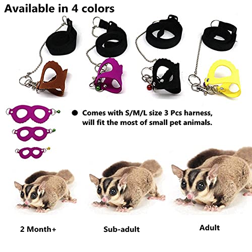3 Pack Sugar Glider Harness and Leash Set - Adjustable Traction Rope Strap Anti-Biting Chain Rope, Small Animal Training… - Image 5