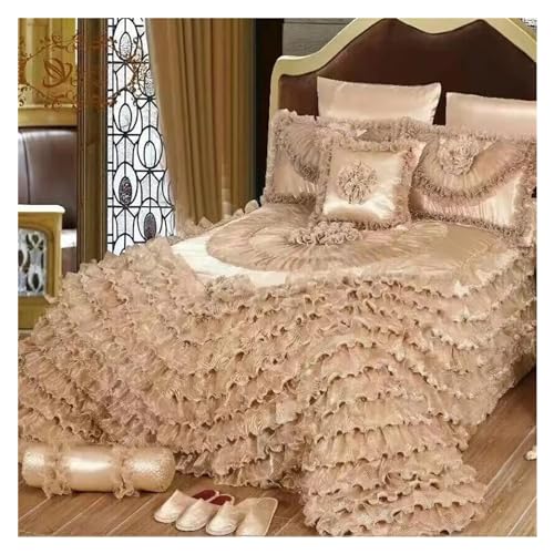 Luxury Champagne Jacquard Bedspread Set with Pillowcases