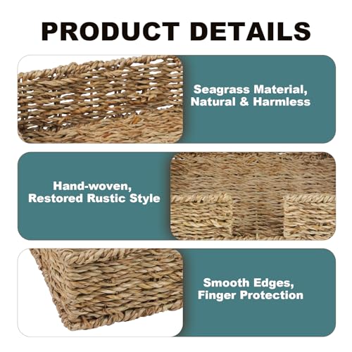 Kordory Seagrass Disposable Guest Towel Holder Tray for Bathroom, Wicker Counter Rectangular Bathroom Napkin Holder for Ktichen, Woven Hand Towel Holder Tray for Home, Kitchen, Hotel, Farmhouse by Kordory - Image 4
