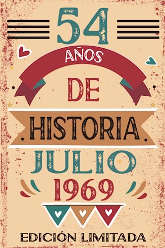 54 Años De Historia Julio 1969: Libro de visitas, cuaderno, 110 páginas de felicitaciones, idea de regalo, regalo Para la esposa, novia, mujer, La madre