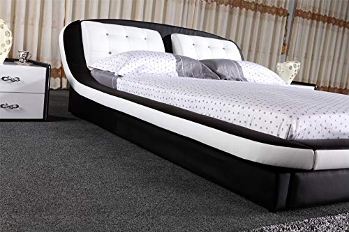 Greatime Cozy Bed, Upholstered Platform Bed Frame, Easy Assembly, No Box Spring Needed, King Size, Color Black And White Bed #TOP2