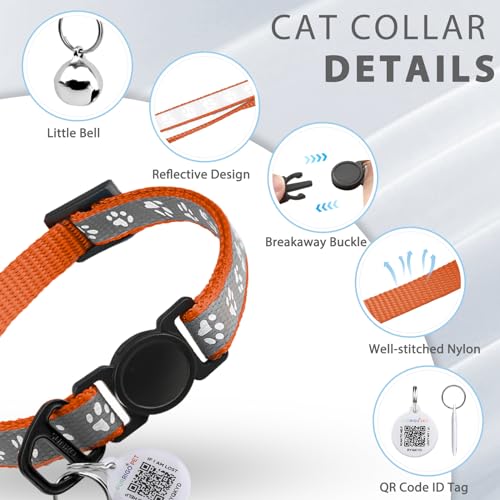 Collier pour chat avec code QR et clochette réfléchissante ajustable - 8
