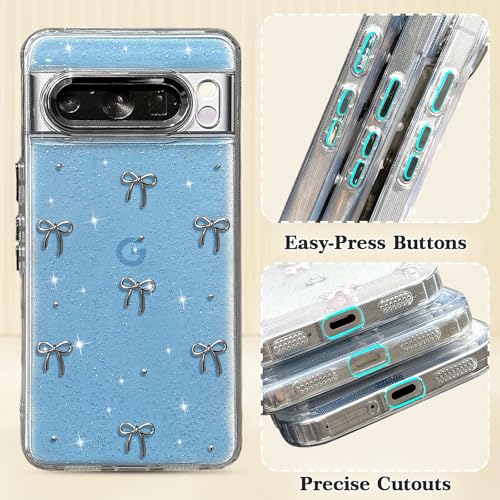 Coque Google Pixel 8 Pro EYZUTAK avec nœud 3D argenté et protection silicone clair - 5