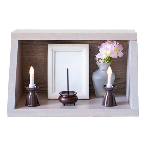 仏壇 モダン ミニ コンパクト おしゃれ ミニ仏壇 オーク 小さい 国産 日本製 木製 天然木 ウォールナット色 ブラウン グレー オープン メモリアルボックス ステージ 手元供養 和モダン 完成品 小型 シンプル nk-207 (グレー)