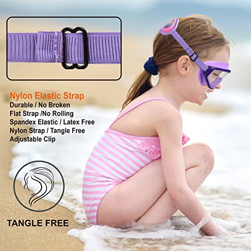RUIGAO Kids Swim Goggles Age 4-7, Toddler Goggles No Tangle, Child Swimming Mask/Bungee Strap/Soft Band (1PK - Purple Princess) - Image 4