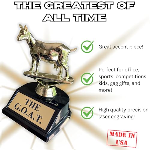 The Goat Trophy | G.O.A.T Greatest of All Time Trophy | Funny Recognition Trophy for Boss, Coworkers, Friends | Laser Engraved Appreciation Trophy. The Humble Goat - Thumbnail 3