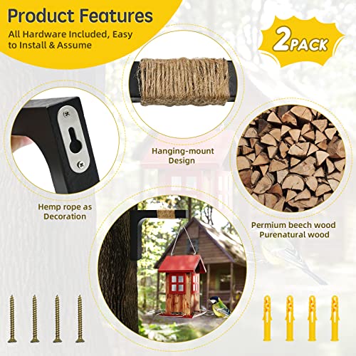 Micovay 2 Pack Plant Hanging Hook, Wooden Mounted Hanging Plant Hooks, Wall Hook Plant Baskets Indoor&Outdoor Decor, Plant Hangers Hook For Flower Bracket, Bird Feeder, Lanterns,Wind Chimes #TOP2
