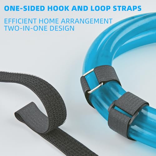 Image of 1 inch x 40ft Reusable Cable Straps Roll with 50 Metal Buckles Adjustable Cut-to-Length Nylon Cable Ties and Fastening Straps for Organizing and Storage Black