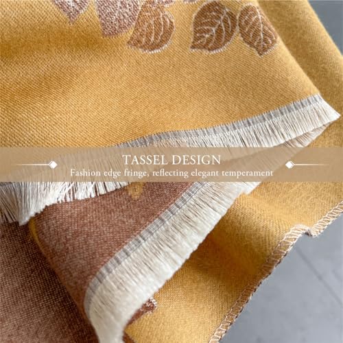 Winter Scarf Cashmere Shawl For Women Leaf Pattern Reversible Scarf With Tassel Pashmina Shawls And Wraps Warm Stole4