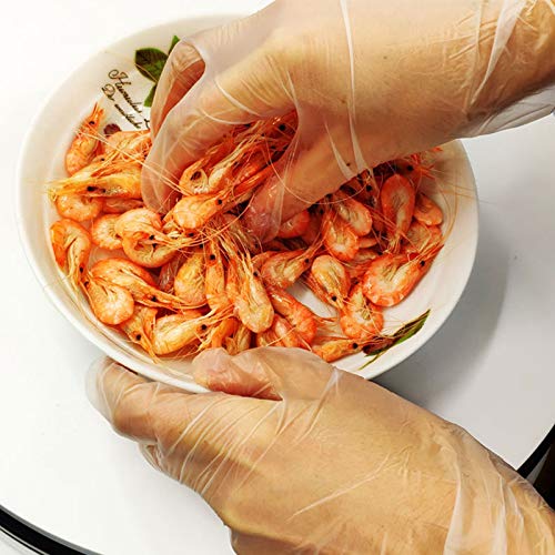 Skymore Disposable Gloves, Food Grade Cleaning Gloves, PVC Powder Free, Chemical&Domestic Industry White 100Pcs M