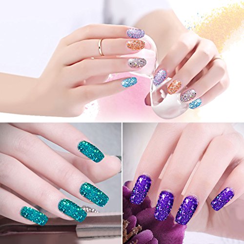 Gel Polish,CLAVUZ 6pcs Glitter Nail Polish Kit Soak Off UV LED Nail Lacquer Manicure Nail Art Tool Kit 10ML