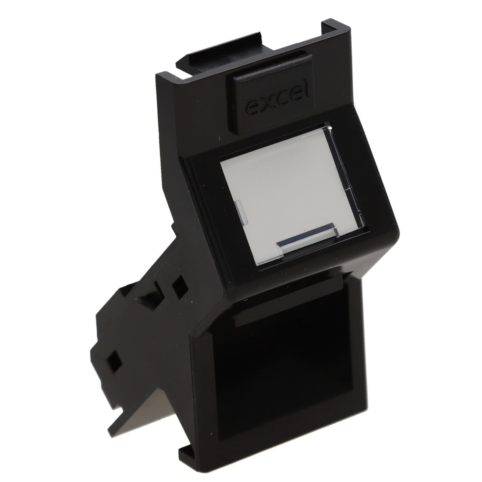 Excel Euro Mod Angled Shutter for RJ45 Keystone Jack FacePlate 25mm x 50mm Black