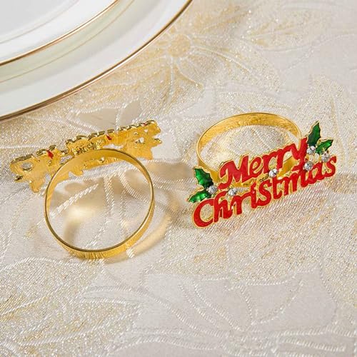 Hebilla de servilleta de alce navideña para decoración de mesa y banquetes de invierno 8