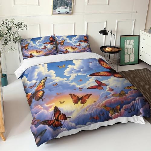 Housses de couettes papillon 220x240cm avec 2 taies d'oreiller - 7