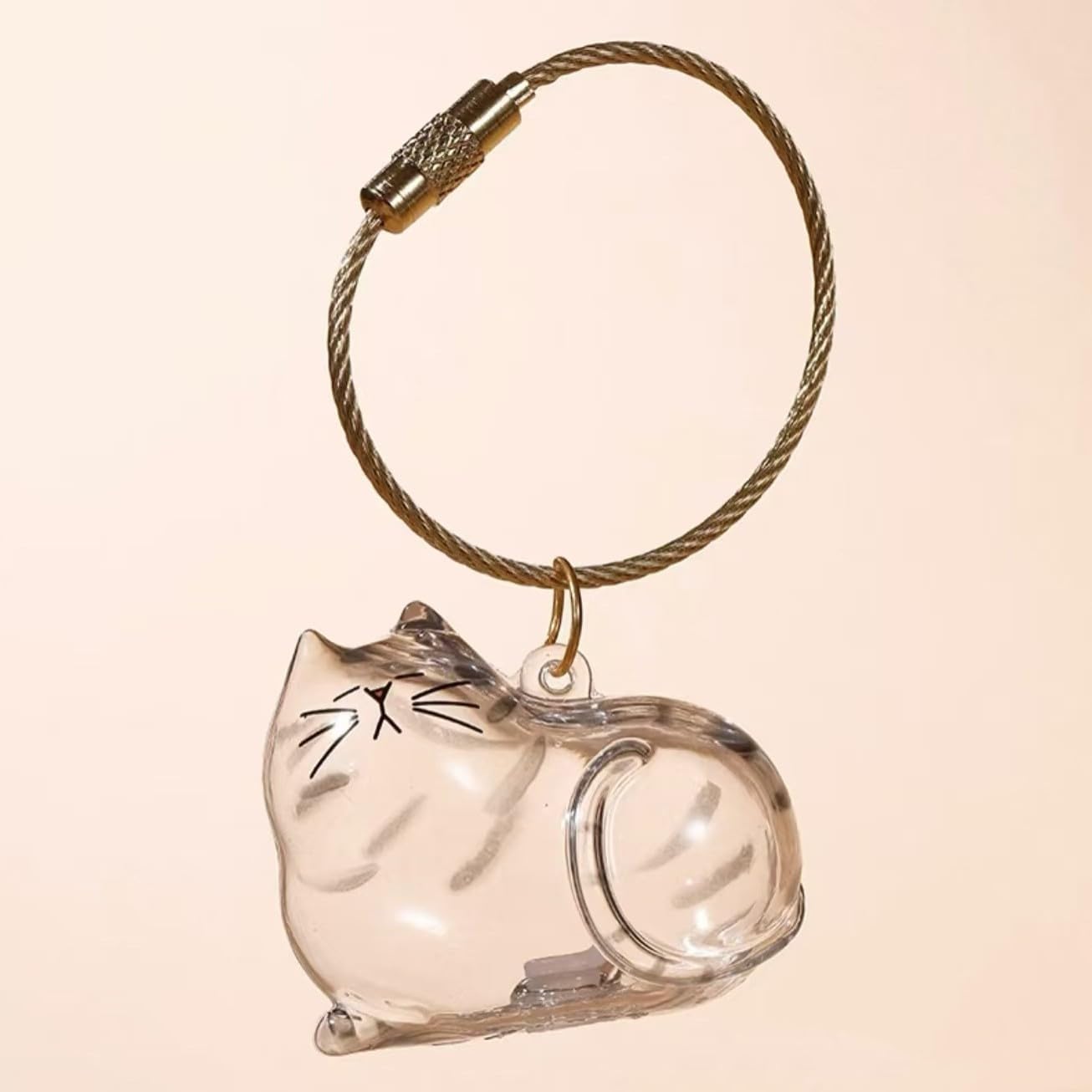 Clear Glass Cat Hair Collector Keychain, 3.5x3.9x0.6 inches, Set of 2