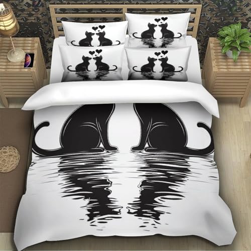 Parure de couette illustration vectorielle chats 3D en tissu microfibre durable
