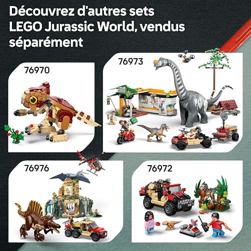 LEGO Jurassic World Le T. Rex et l’Évasion sur la Rivière - Jouet Interactif avec Figurine de Dinosaure - Bateau, 4x4 & 2 Minifigurines - Cadeau pour Garçon ou Fille dès 5 Ans 76975