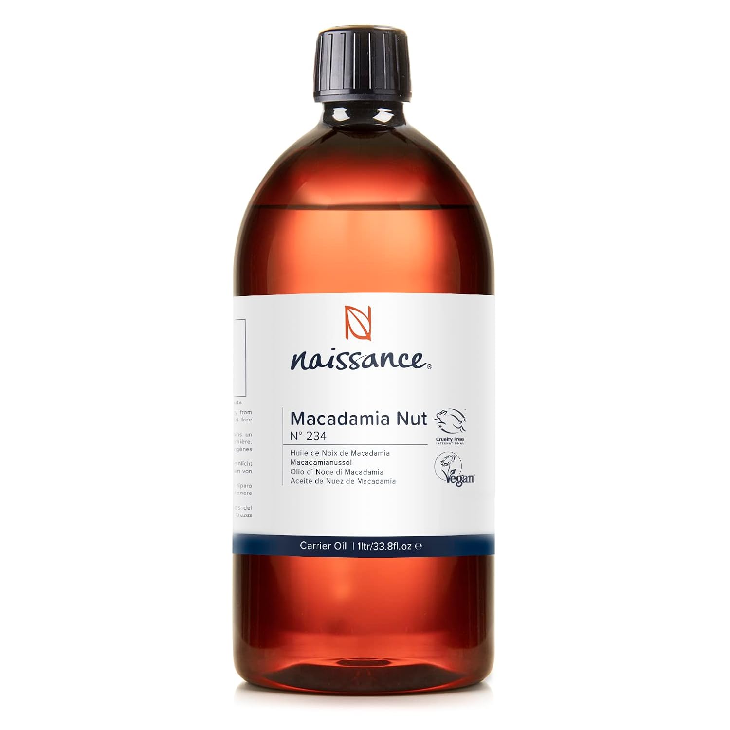 naissance Macadamia Nut Oil 32 fl oz - Pure Natural, Vegan, Non GMO, Hexane Free, Cruelty Free- Moisturizing and Nourishing Oil for Hair and Skin - Ideal for DIY Beauty Recipes