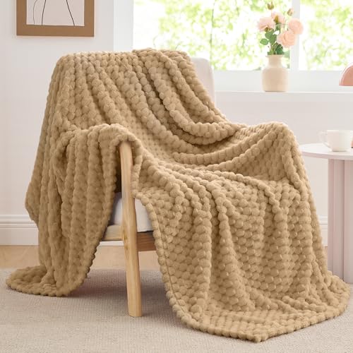 Image of BEDELITE Camel Throw Blanket for Couch, Soft Cozy Gifts for Women, 50 * 60 | 3D Jacquard Decorative Fleece Blanket, Super Soft Plush Throws, Cute Birthday Gift for Women & Men, Suitable for All Seasons
