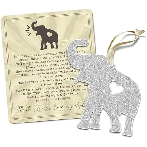 Elephant Ornaments - Elephants Keepsake for Women Tribe - Galentines Valentines Day Birthday Christmas Sisterhood Friendship Gifts for Friends Female, Bestie, Sister - Acrylic Hanging Ornament Cover