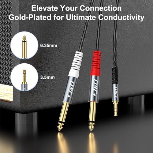 Cable adaptador Jack 3.5mm a dual 6.35mm 2 metros gris miniatura 3