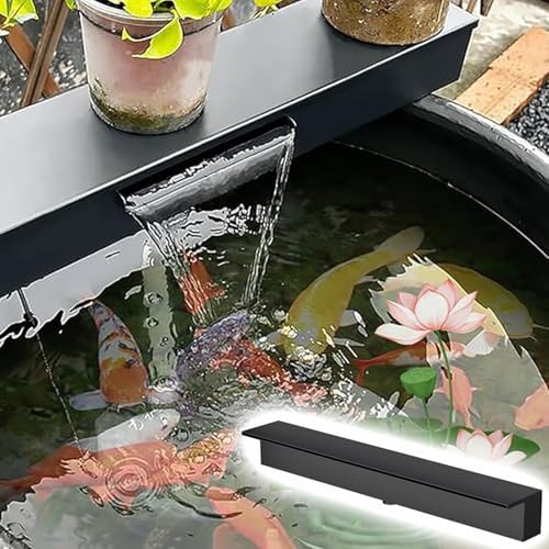 16 Inch Pool Waterfall Spillway - Koi Pond Fountain Overflow, Inground Pool Water Feature Kit, Black Color, Enhance Your Swimming Pool with Stunning Water Effects
