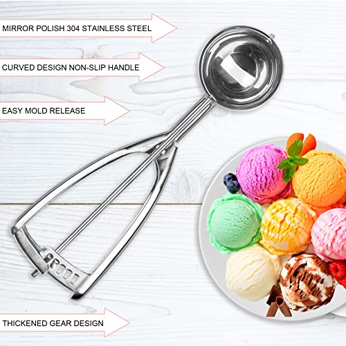 Jimacro Ice Cream Scoop With Easy Trigger - Large Size 2.0In/5.0Cm Cookie Scoop Ice Cream Scoop With Trigger For Mash Potato Cupcake Mix Cookie Dough Mellon Balls #TOP2