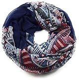 Maße: ca. 85x65cm Feelinko Edler Damen Loop mit schicker Musterung nach Mandala-Art Schal Loop Halstuch Schlauchschal Rundschal Tuch Damen Women Dunkelblau