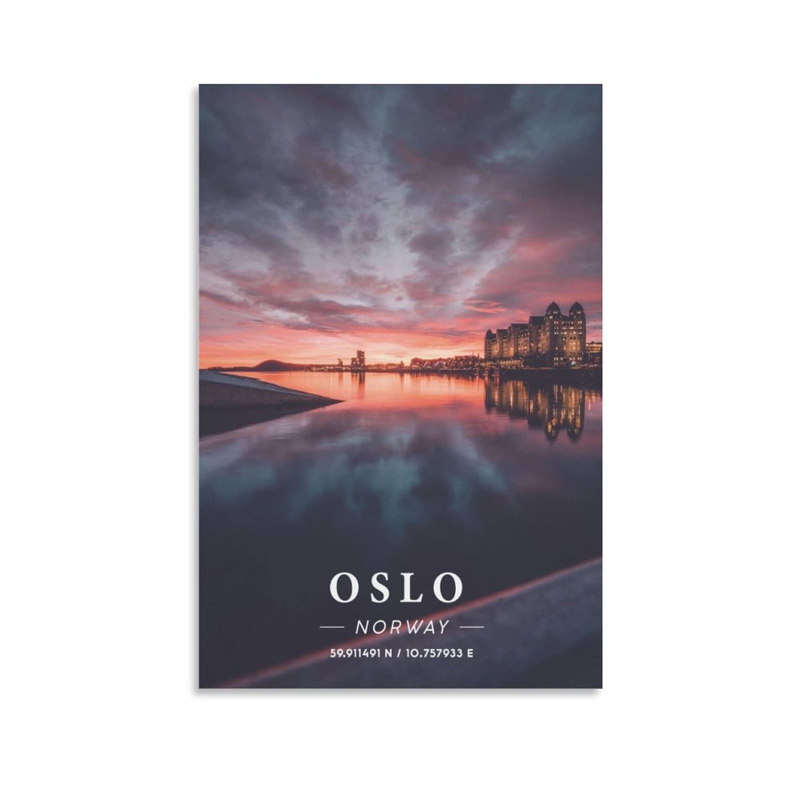 ONOTIO Oslo Norway Vintage Travel Posters Sunset Night 08x12inch(20x30cm) Wall Art Picture Print Canvas Art Poster Modern Family Bedroom Decor Posters