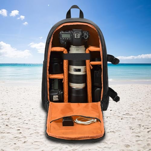 Mochila para fotografía de cámara - Mochila grande para cámara impermeable - Estuche para cámara Fotografía Mochila con compartimento para computadora portátil Cubierta para lluvia Cámaras DSLR SLR Le - imagen 4
