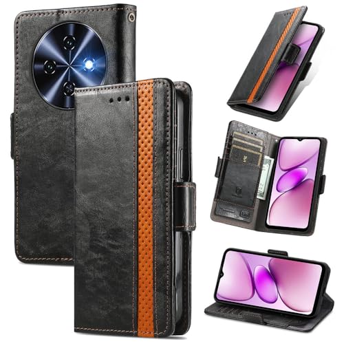 MOJIA Hülle für Oukitel C5, PU Slim Magnetische Klapphülle Handyhülle mit Kartenfach & Standfunktion Anti-Drop Schutzhülle. Schwarz