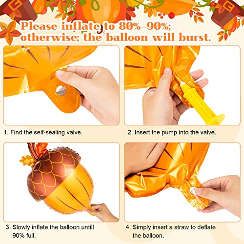 Happy Fall Balloon, 16Pcs Big Maple Leaves Acorn Balloons, Fall Mylar Foil Balloons For Thanksgiving Home Festival Decorations #TOP5