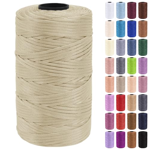 Uiopa Hilo Macrame 3mm x 200m Cuerda Macrame Polipropileno Plano Hilo de Ganchillo para Bolsos a Crochet, Bolso de Mano, Sombrero, Manualidades, Envolver Regalo, Proyecto de Bricolaje