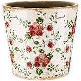 Beeveer Farmhouse Ceramic Planter 5.5 Inch Large Plants Pot Crack Beige Red Rose Flowers Plant Pots with Drainage Hole Indoor Plants Kitchen Rustic Antique Decor Gift