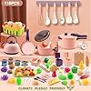 118Pcs Mini Play Kitchen Accessories for Kids, Pretend Cooking Playset with Cookware, Tableware & 2 Fruit Sets, Learning Gift for Girls, Boys, Toddlers, Pink #1