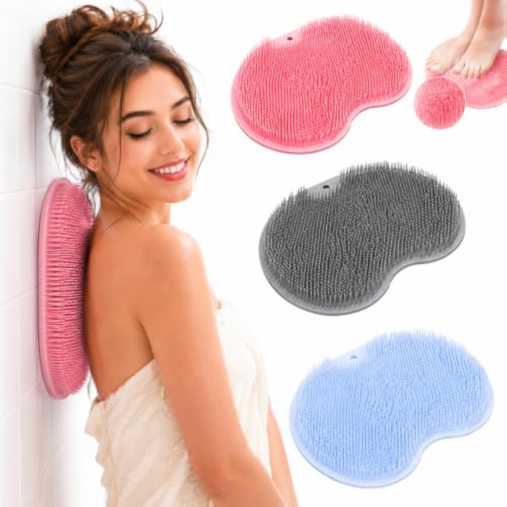 Foot Scrubber Mat for Shower with Suction Cups