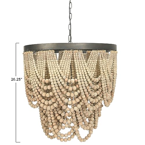 Creative-Co-Op-2-Tier-Draped-Wood-Bead-Chandelier