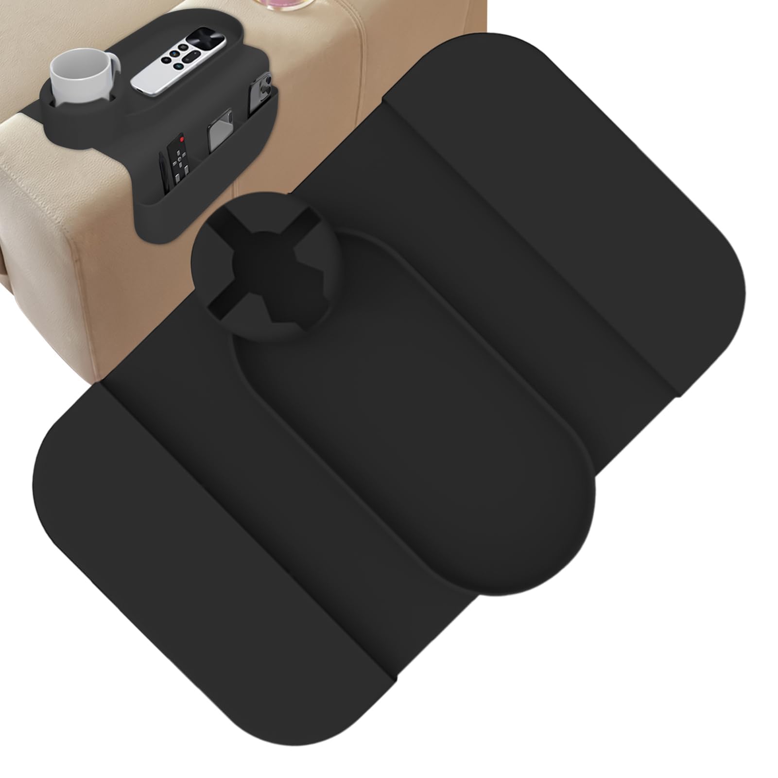 Bandeja plegable para reposabrazos de sofá, antideslizante, portátil, flexible, accesorio esencial para el hogar para leer aperitivos y uso diario