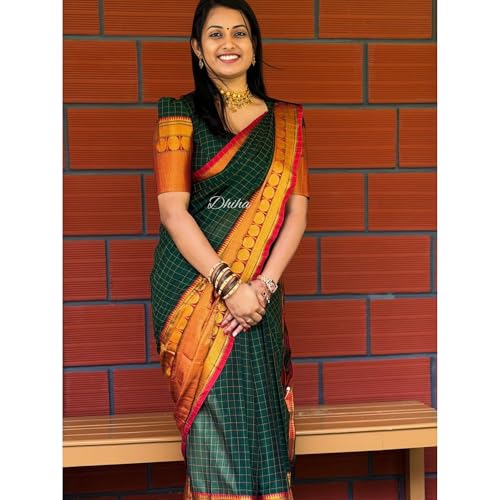 Image of Narayanpet Pure Cotton Saree for Women | Preethika Big Border Saree with Running Blouse | Tassels | Handloom Weave