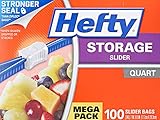 Hefty Slider Storage Bags, Quart, 100 Count