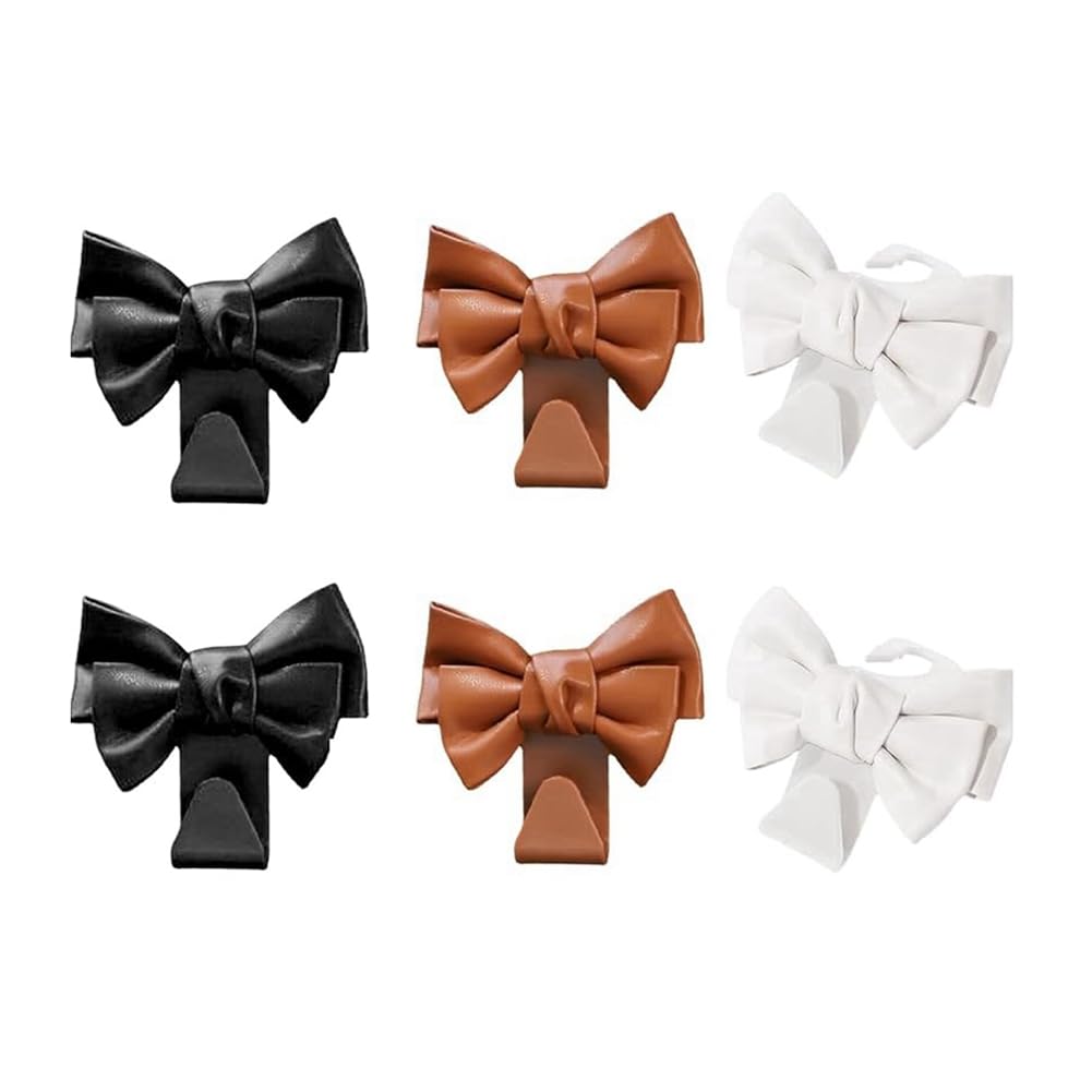 Ijsdnvjndx As Shown 6Pcs Multifunctional Backseat Hooks Car Interior Storage Bag Hooks Cute Bow Shape