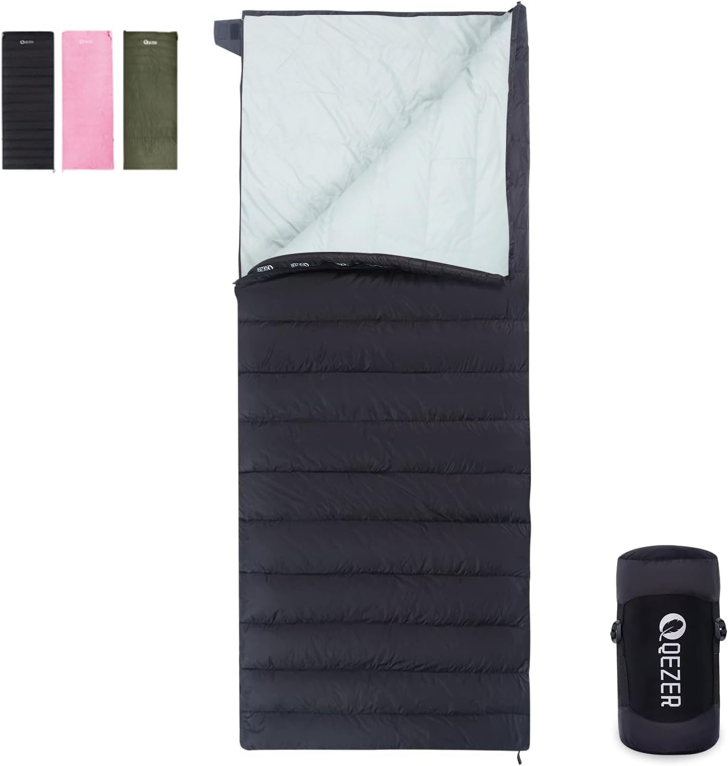 Sacco a pelo in piuma, leggero Sacco a Pelo per campeggio, trekking e attività all'aperto, con compressione libera 3~4 stagioni