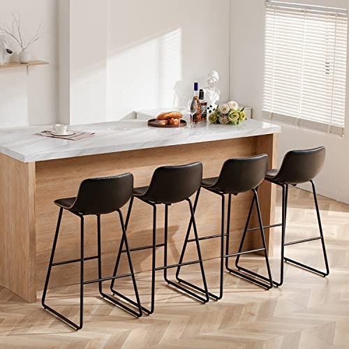 Image of 30 inch Bar Height Bar Stools Set of 4 with Back, Barstools for Kitchen Island