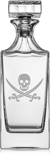 Decantador de whisky de vidrio de 30 oz con tapón de vidrio regalo pirata