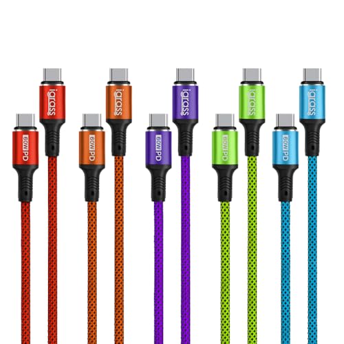 igrass USB-C to USB-C Cable, Type-C 60W Fast Charging Cable (10 FT, 5Pack) for iPhone 17 Series, iPad mini 6 and More by igrass - Used condition - US$12.84