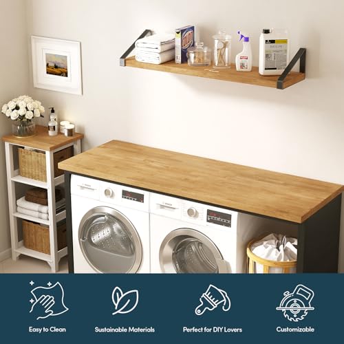 Tabla de cortar para cocina AllForWood de madera Rubberwood sin acabado, rectangular, 121.92 x 76.20 x 3.81 cm miniatura 2